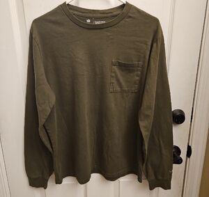 tentree Olive Green Long Sleeve Pocket Tee